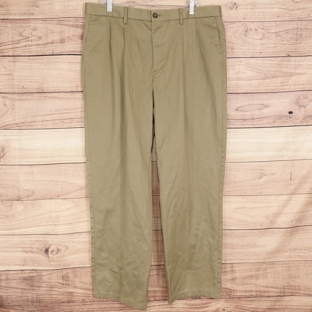 Dockers Khaki Pants Mens 38x32 Beige Classic Fit Pleated Cotton Casual